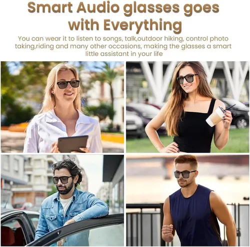 Vista 7 de Gafas inteligentes de audio Bluetooth para mujeres y hombres, lentes de sol polarizados con Bluetooth, altavoz de oreja abierta, control de voz