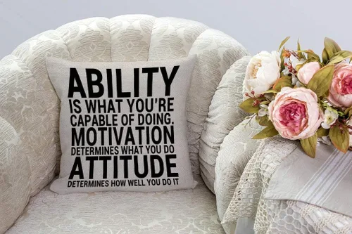 Vista 2 de SSOIU Ability is What You're Capable of Doing Motivation Attitude - Funda de almohada cuadrada de lino y algodón, funda de cojín decorativa