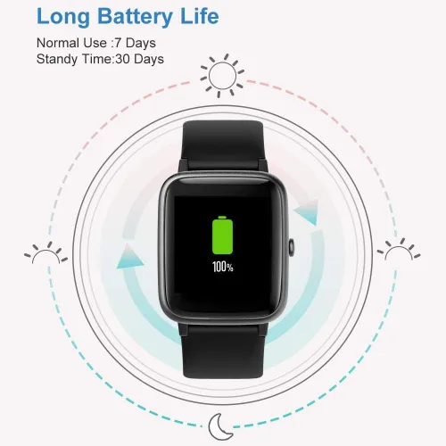 Vista 7 de Reloj inteligente para iPhone/Android, rastreador de actividad física con IP68 impermeable para hombres y mujeres, reloj inteligente con pantalla a