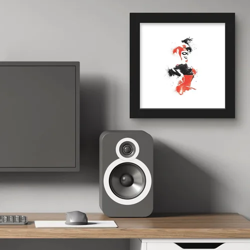 Vista 5 de Trends International Gallery Pops DC Comics Harley Quinn - Arte de pared clásico de Harley, versión enmarcada en negro, 12 x 12 pulgadas
