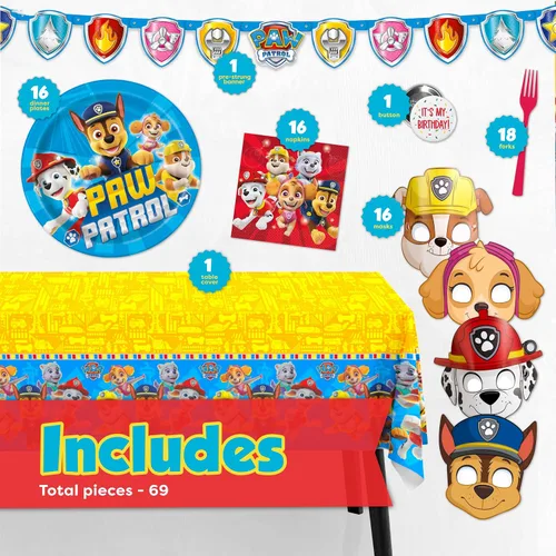 Vista 2 de Decoraciones de Cumpleaños Únicas de Patrulla Canina Suministros de Fiesta de Patrulla Canina Con Mantel de Patrulla Canina, Platos de Patrulla