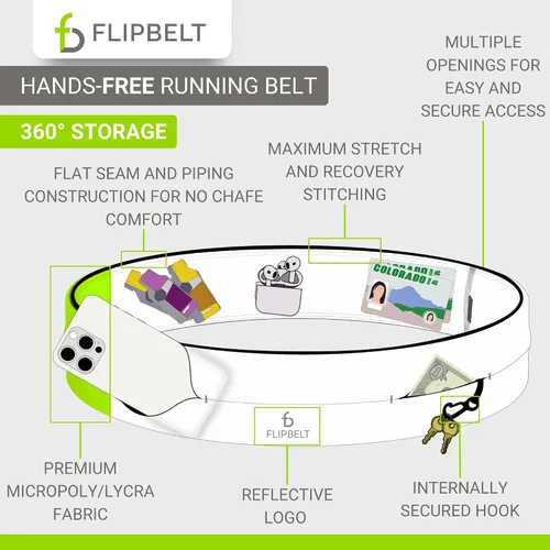 Vista 5 de FlipBelt - Cinturón de correr clásico, riñonera para correr unisex, empresa de EE. UU