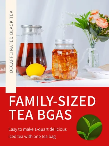 Vista 2 de TeeLux Té negro descafeinado, bolsas de té negro descafeinado, tamaño familiar, sabor suave y refrescante, té helado sin azúcar, 30