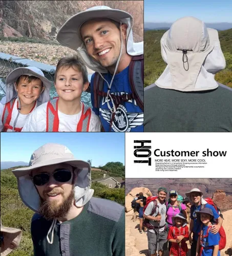 Vista 2 de lenikis Sombreros unisex para actividades al aire libre, protección UV, con solapa para el cuello