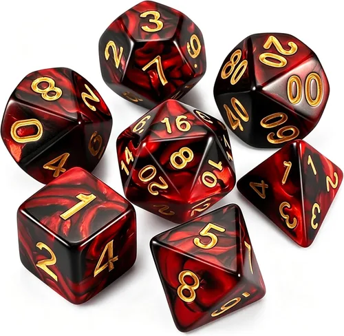 Vista 23 de QMAY - Juego de dados para DND, 7 dados poliédricos con bolsa de dados para juegos de mesa D&D