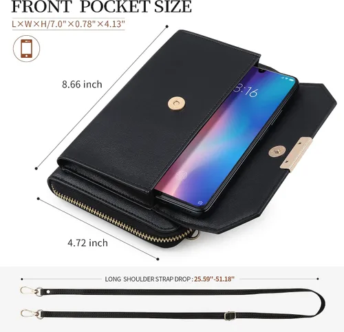 Vista 3 de Crossbody Bag Women Shoulder Handbag Multi-Pocket Fashion phone bag With Credit Card Holder Multifunctional Wallet