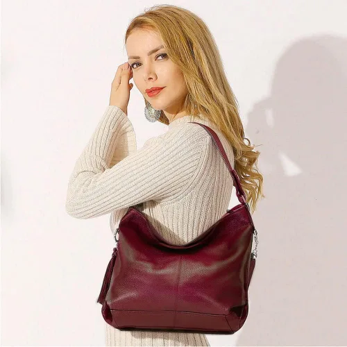 Vista 67 de Moda suave cuero genuino borla mujer bolso señoras hombro mensajero hobo bolso