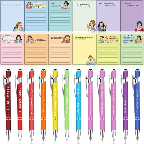 Vista 10 de Geyee 24 notas adhesivas divertidas para enfermeras con divertidos bolígrafos de 3 x 4 pulgadas, bloc de notas con refranes para compañeros