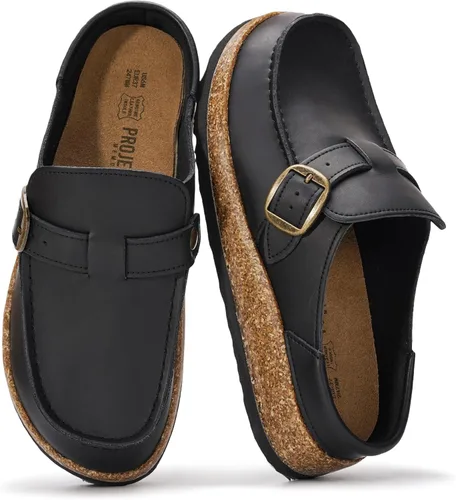 Vista 14 de Project Cloud Zuecos tipo mocasín de cuero 100% genuino para mujer Negro - Carline