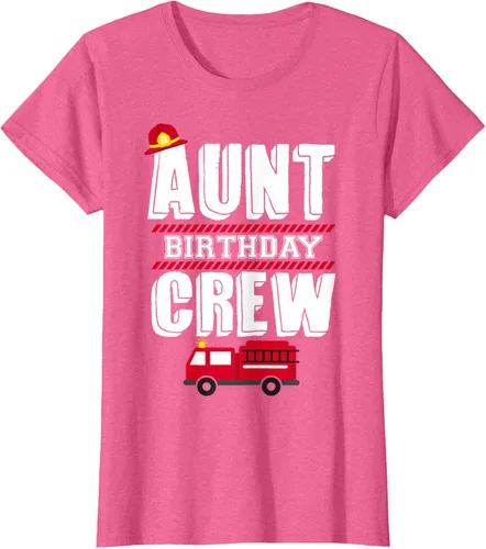 Vista 68 de Aunt Birthday Crew Fire Truck Fireman - Camiseta para fiesta de acogida, Negro, S