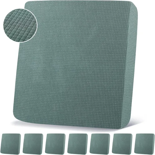 Vista 10 de Newwiee 8 fundas de cojín elásticas impermeables para patio, fundas de cojín para exteriores, fundas de repuesto para sofá, funda de asiento suave