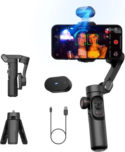 Vista 11 de AOCHUAN - Estabilizador de cardán para iPhone, smartphone con rueda de enfoque, seguimiento de cara/objeto para iPhone 16 15 Pro Max/Android