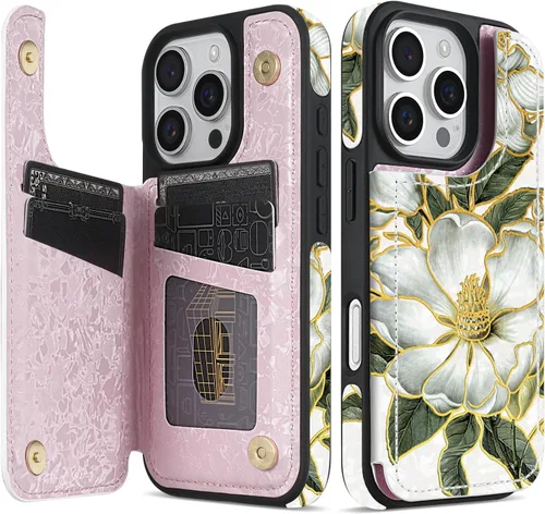 Vista 26 de NNH Funda tipo cartera compatible con iPhone Xs Max con bloqueo RFID, ranuras para tarjetas, folio de piel sintética, función atril, doble cierre