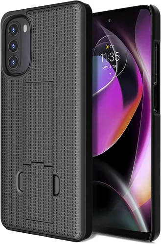 Vista 9 de Combo de funda para Motorola Moto G 5G 2022 Funda de teléfono con clip para cinturón - Negro