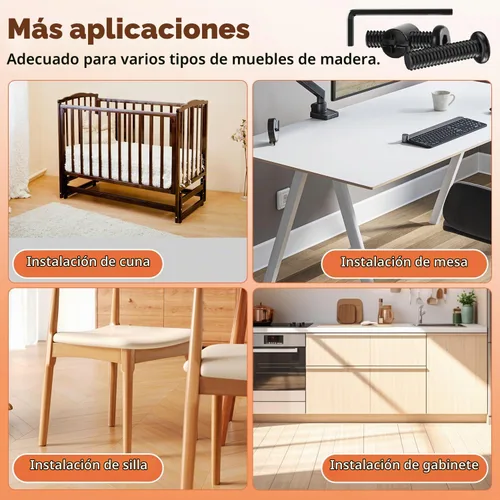Vista 6 de Kit de repuesto de herrajes para cuna de 53 piezas, conjunto de pernos y tuercas de barril para armazón de cama de bebé para Delta/Graco, tornillos