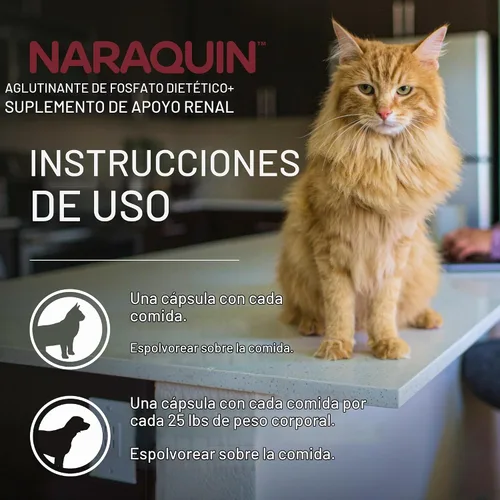 Vista 7 de Nutramax Laboratories NARAQUIN™ Complemento de unión de fosfato dietético + apoyo renal para gatos y perros, 60