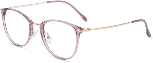 Vista 8 de Firmoo Blue Light Glasses, Vintage Overall Round Readers Lightweight Computer Eyewear Frame for Women Men