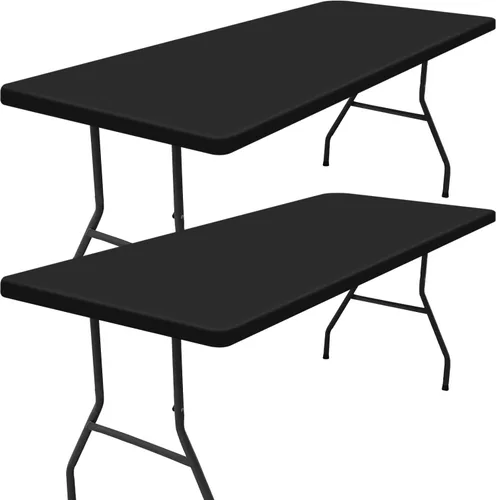 Vista 28 de Smiry - Mantel rectangular de vinilo con respaldo de franela elástica ajustada para mesas plegables de 2 pies, manteles impermeables y lavables