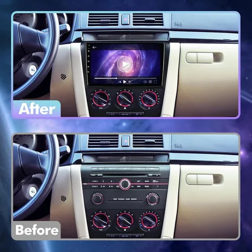 Vista 3 de 1+32G Android 13 Estéreo de Coche Doble DIN para Mazda 3 2004-2009 con Radio de Pantalla Táctil de 9 Pulgadas Integrado, Carplay Inalámbrico/Android
