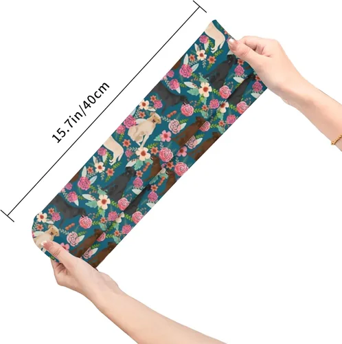 Vista 3 de Labrador Florals Yellow Lab Chocolate Lab Black Lab Cute Dog Dogs Best Floral Labrador Print Calcetines deportivos para hombre y mujer, calcetines
