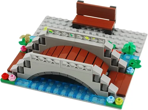 Vista 3 de BAENRCY Arch Bridge - Bloques de construcción para estanque, accesorios de fuente, juego de calles, kit de ladrillos de construcción, juego de Grande