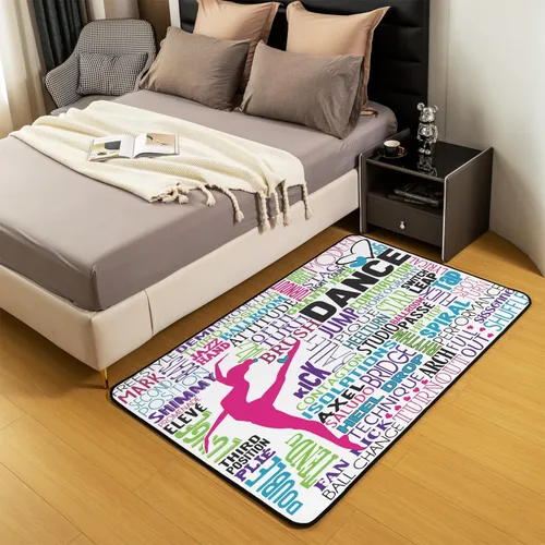 Vista 5 de Alfombra decorativa de bailarina para interiores, tapete de ballet y danza, fundas de cojín, elegante alfombra de área de bailarina de 3 x 5 pies