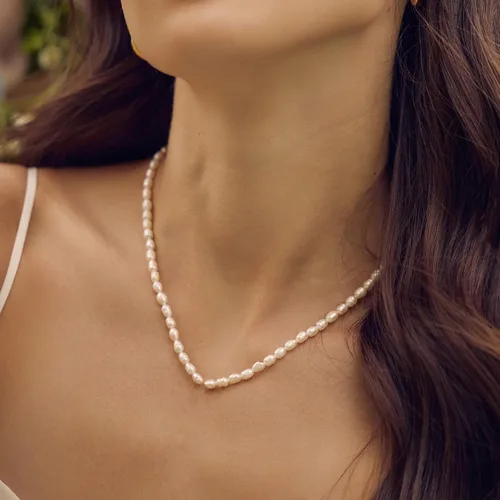 Vista 3 de Collar de perlas Bearfruit Memories Collares de perlas de agua dulce para mujer Oro amarillo, oro blanco Tamaño 14.5 a 16.5 pulgadas. Chapado