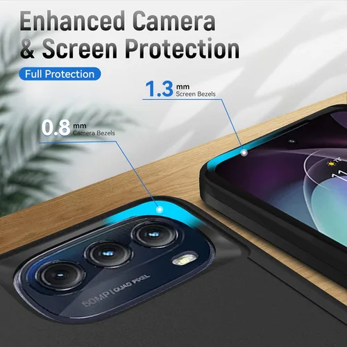 Vista 4 de Funda para Moto G 5G 2022, con protector de pantalla [prueba de caídas de grado militar], funda protectora resistente de servicio pesado robusto a