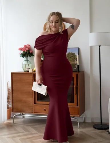 Vista 4 de YMDUCH Vestido de noche para mujer, elegante, sin mangas, con hombros descubiertos, ajustado, largo, formal, para fiesta