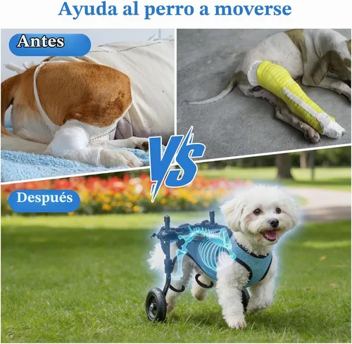Vista 4 de Silla de ruedas para perros para patas traseras, silla de ruedas ajustable para perros pequeños con marco de 0.069 pulgadas de grosor, carrito