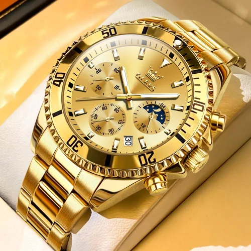 Vista 2 de OLEVS Relojes impermeables para hombre, de acero inoxidable, con cronógrafo, de lujo, color blanco, luminoso, de gran cara, analógico, de cuarzo
