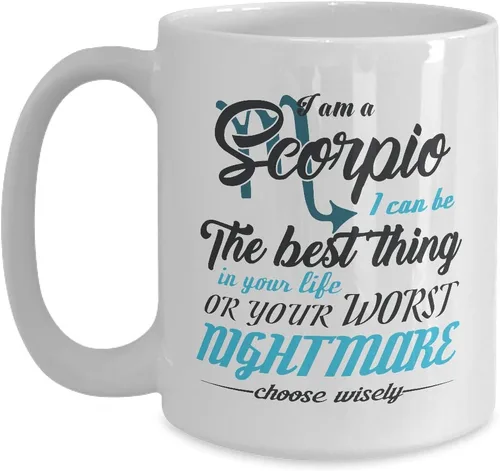 Vista 8 de Taza de Scorpio Best Thing Or Worst Nightmare – 11 oz de café negro, taza de té, horóscopo del zodiaco