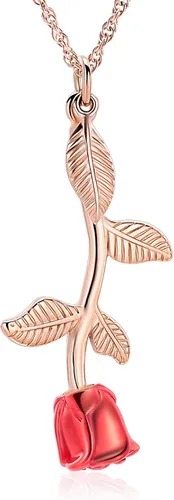 Vista 10 de Shajwo - Collar de urna con flor de rosa para cenizas, joyería de cremación para mujeres y niñas, dije conmemorativo, colgante de urna para cenizas