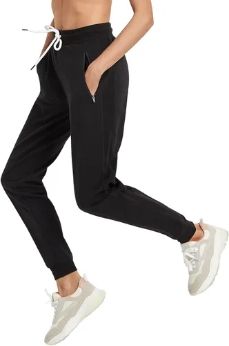 Vista 2 de PULI Pantalones deportivos de algodón para mujer con bolsillo con cremallera
