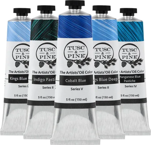 Vista 17 de Tusc & Pine Pintura al Óleo para Artistas - Juego de 40 ml de 3 - Colores Azules Surtidos - Sin Amarilleo, Consistencia Rica y Cremosa, Máxima Carga