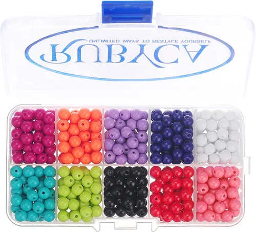 Vista 13 de RUBYCA Kit de cuentas redondas de vidrio checo para fabricación de joyas con caja de contenedores (600 piezas de 0.236 in de colores surtidos)