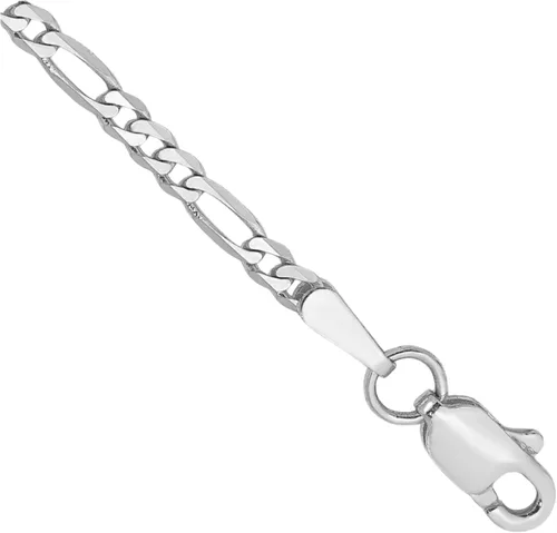 Vista 2 de IceCarats 14K White Gold 2.25mm Thin Figaro Chain Flat Link Bracelet