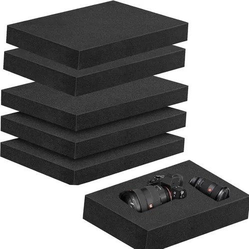 Vista 9 de 3 piezas de insertos de espuma de 16 x 12 x 2 pulgadas para estuches, espuma de poliuretano, hojas de espuma negra para embalaje, acolchado de 2