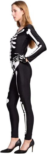 Vista 4 de Spooktacular Creations Body de esqueleto de Halloween con patrones de brillo y guantes de esqueleto para mujer