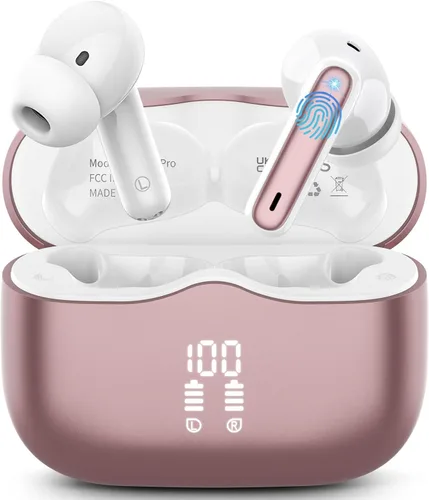 Vista 12 de Auriculares inalámbricos, Bluetooth 5.4 con graves profundos estéreo de alta fidelidad, 4 ENC con cancelación de ruido, auriculares inalámbricos