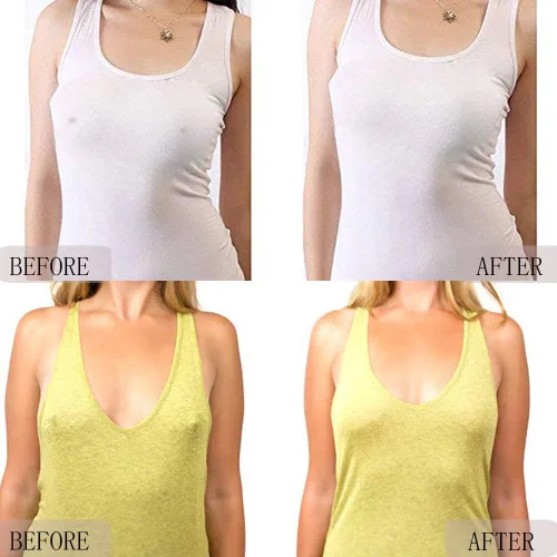 Vista 5 de FJYQOP Silicone Nipple Covers - 5 Pairs Womens Reusable Adhesive Invisible Pasties Nippleless Covers Round