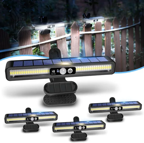 Vista 12 de Luces solares de movimiento con clip para exteriores, impermeables, paquete de 2 luces con sensor de movimiento para exteriores con 36 LED, 3000 K