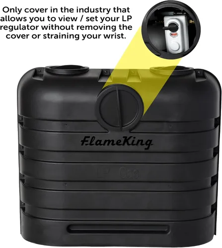 Vista 2 de Flame King Cubierta de plástico ligero resistente de 30LB para tanque de propano LP doble para RV, remolque de viaje, autocaravana y vehículo