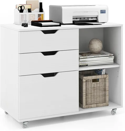 Vista 20 de Archivador de 7 cajones, carrito de almacenamiento vertical de 34.5 pulgadas, organizador de oficina debajo del escritorio, soporte de impresora