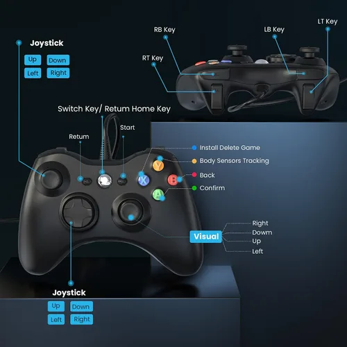 Vista 3 de YAEYE Wired Controller for Xbox 360 Game Controller for 360 with Dual-Vibration Turbo Compatible with Xbox 360360 Slim and PC Windows 781011