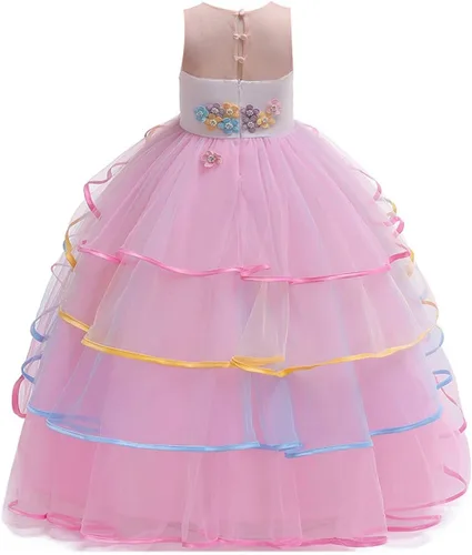 Vista 30 de REXREII Vestido de tul sin mangas para fiesta de unicornio para niñas, disfraz de carnaval, princesa, cumpleaños, Navidad, vestido largo