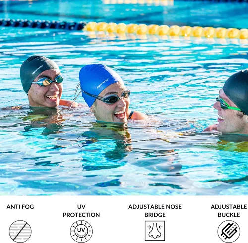 Vista 4 de Sporti Gafas de natación unisex para adultos con óptica positiva, gafas antivaho para hombres y mujeres, resistentes a las roturas, con dobles