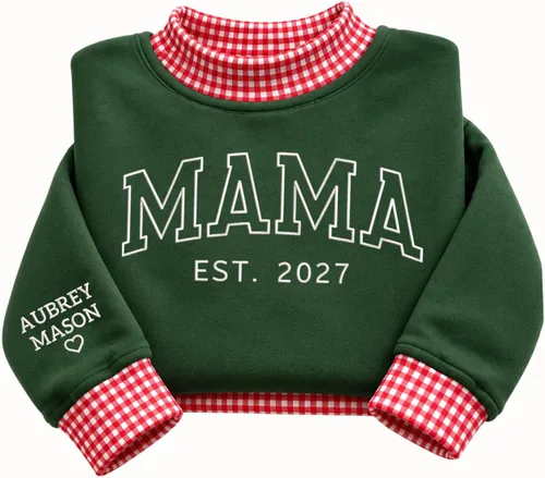 Vista 18 de NAZENTI Personalized Flower Sweatshirt for Women, Embroidered Grandma Gift G08.