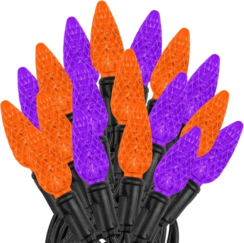 Vista 48 de Novelty Lights - Mini juego de 70 luces C6 LED de Navidad, serie de luces de grado comercial para exteriores, cable verde, 24 pies