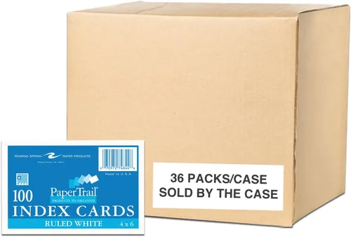 Vista 22 de Roaring Spring Fichas de índice de 4 x 6 pulgadas, caja a granel de 36 paquetes de 100 cada uno, papel de índice blanco liso 100#, rayado